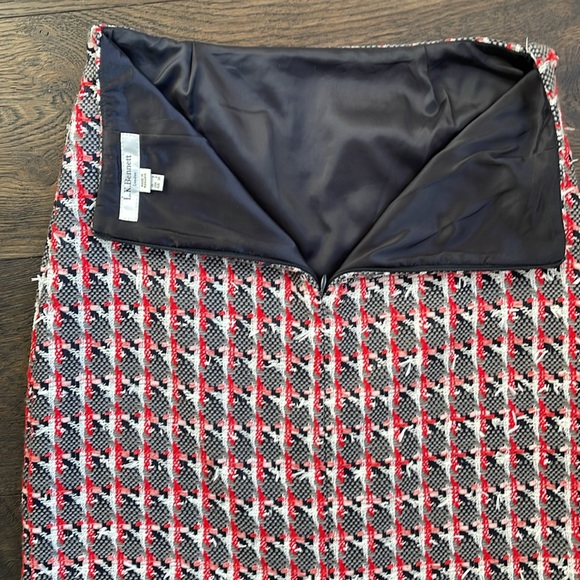 LK Bennet Danna Red Tweed Skirt with Fringe - Picture 3 of 7